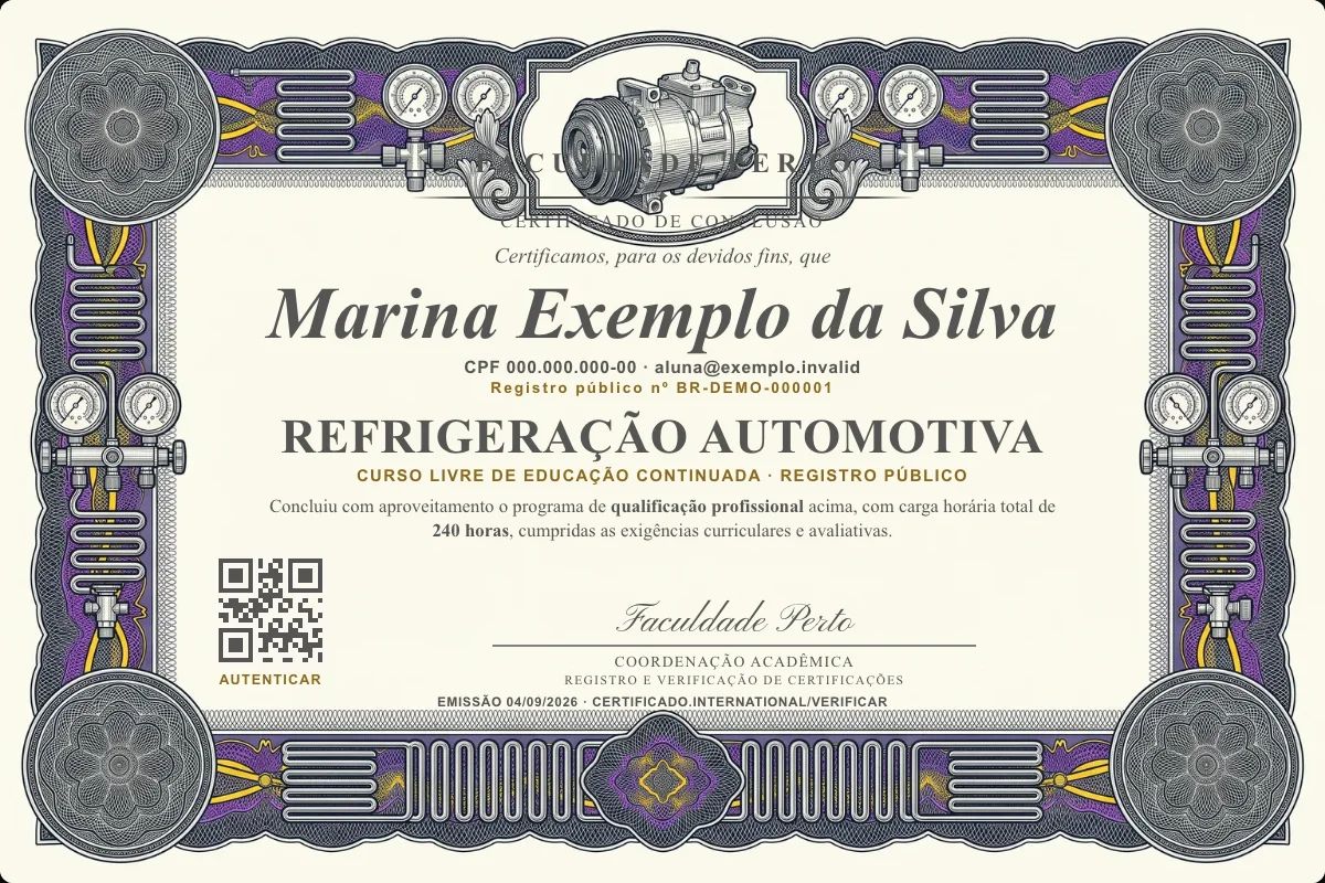 Certificado de Refrigeração Automotiva
