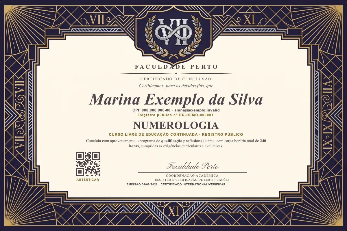 Certificado de Numerologia