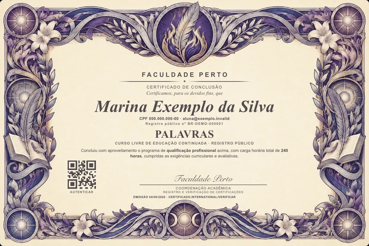 Certificado de Palavras