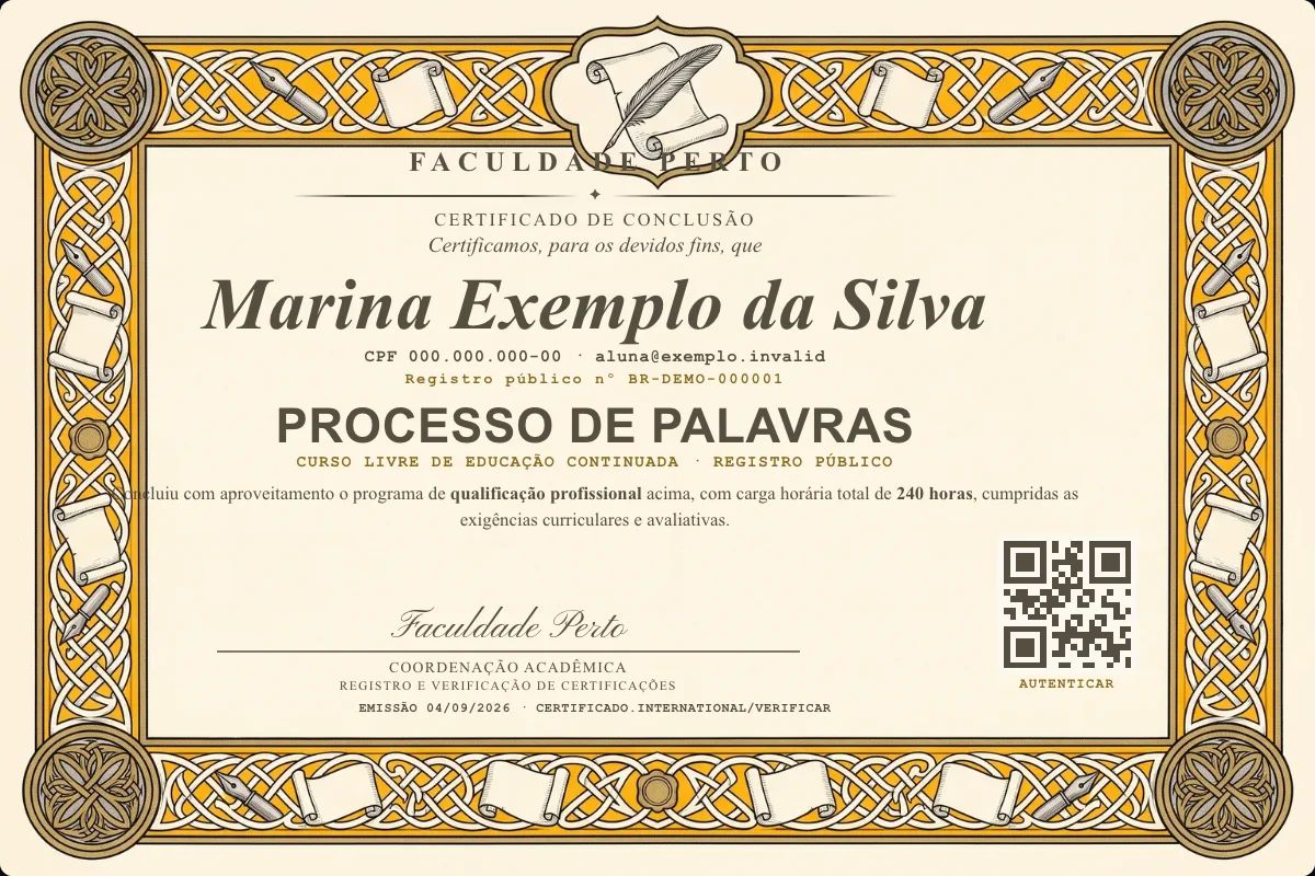Certificado de Processo de Palavras