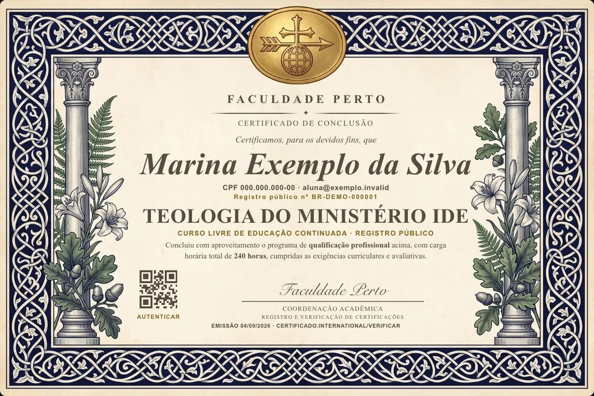 Certificado de Teologia do Ministério Ide