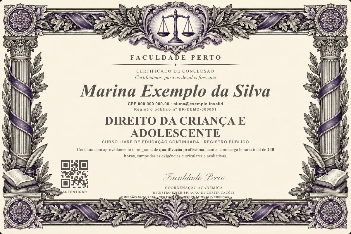 Certificado de Direito da Criança e Adolescente