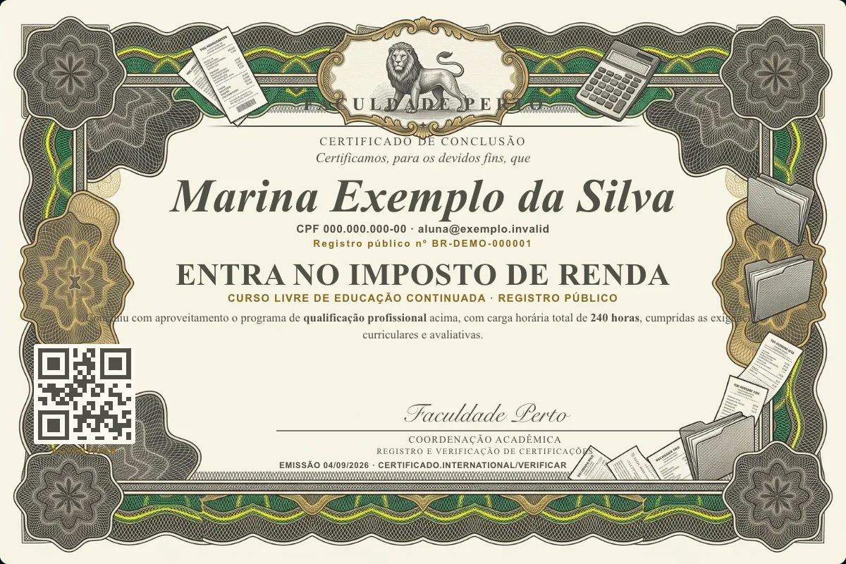 Certificado de Entra no Imposto de Renda