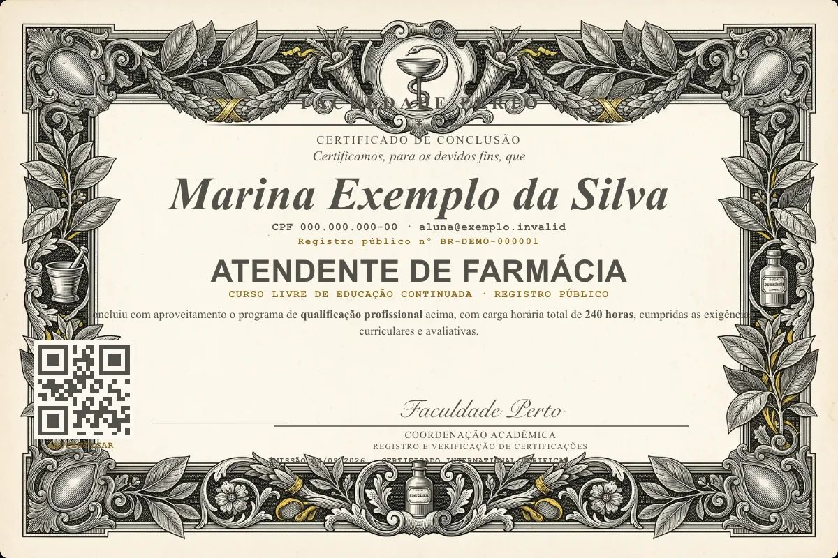 Certificado de Atendente de Farmácia