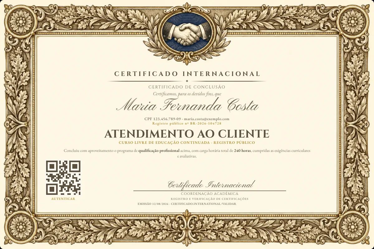 Certificado de Atendimento ao Cliente