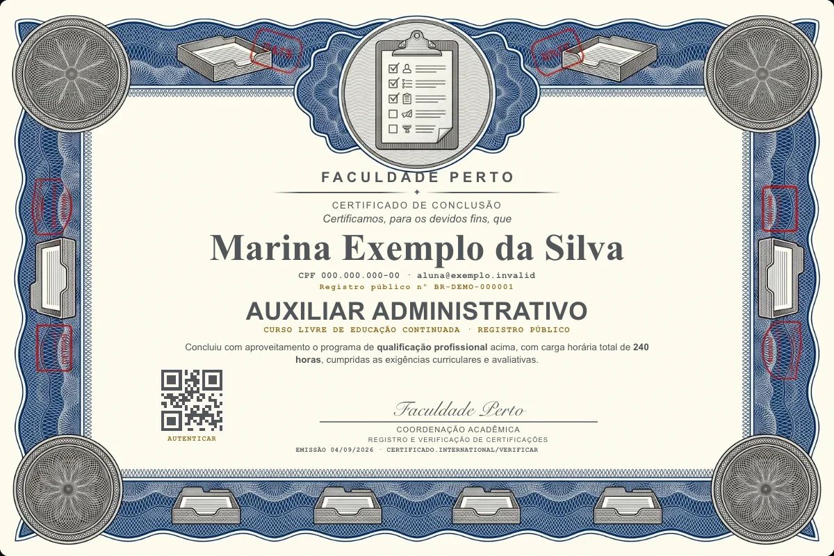 Certificado de Auxiliar Administrativo