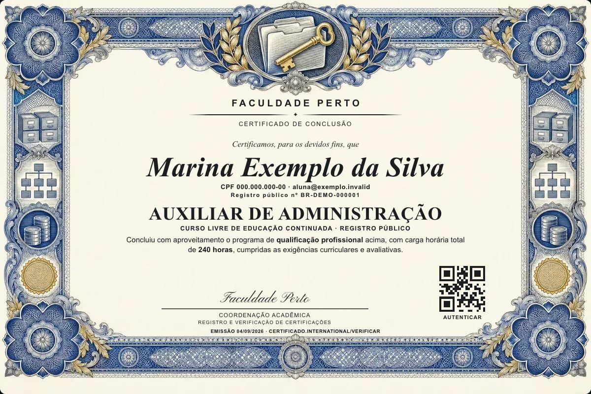 Certificado de Auxiliar de Administração