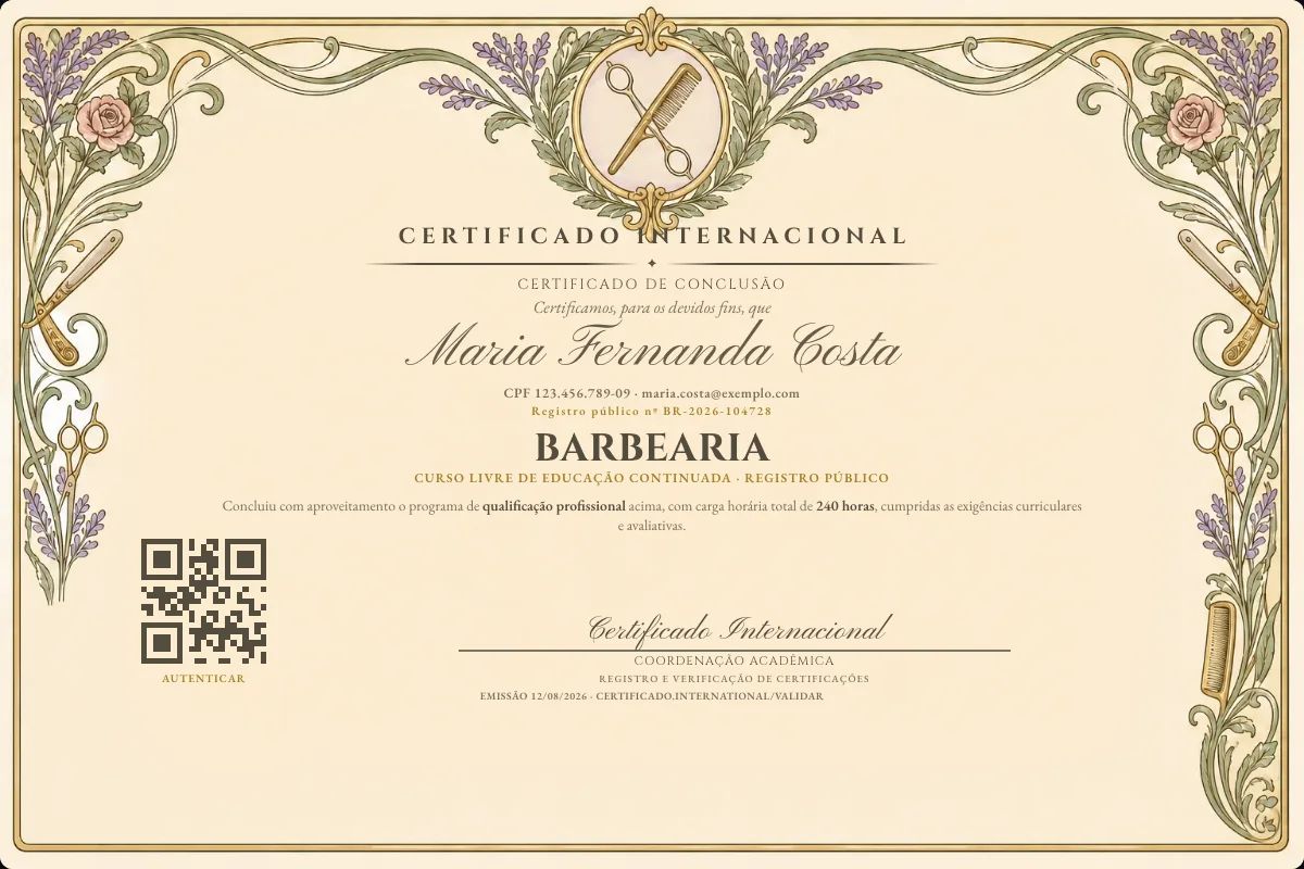 Certificado de Barbearia