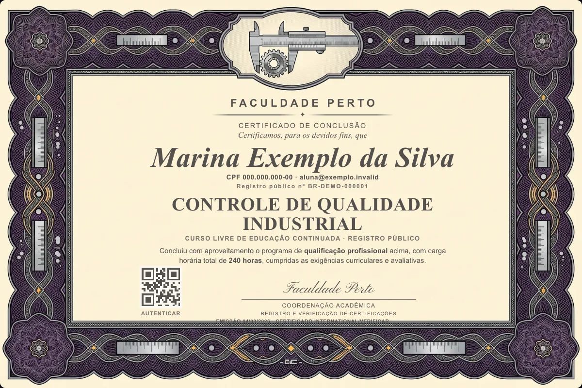 Certificado de Controle de Qualidade Industrial