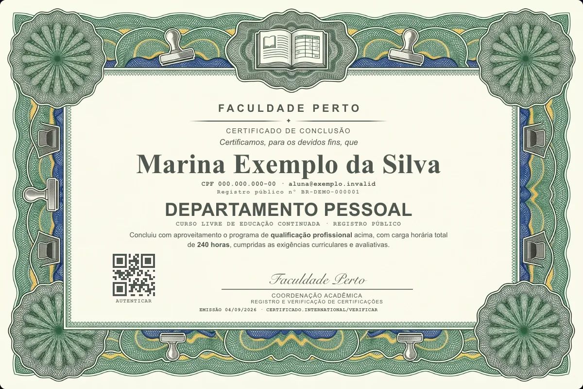 Certificado de Departamento Pessoal