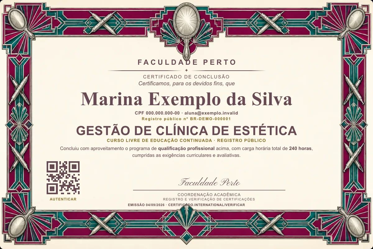 Certificado de Gestão de Clínica de Estética