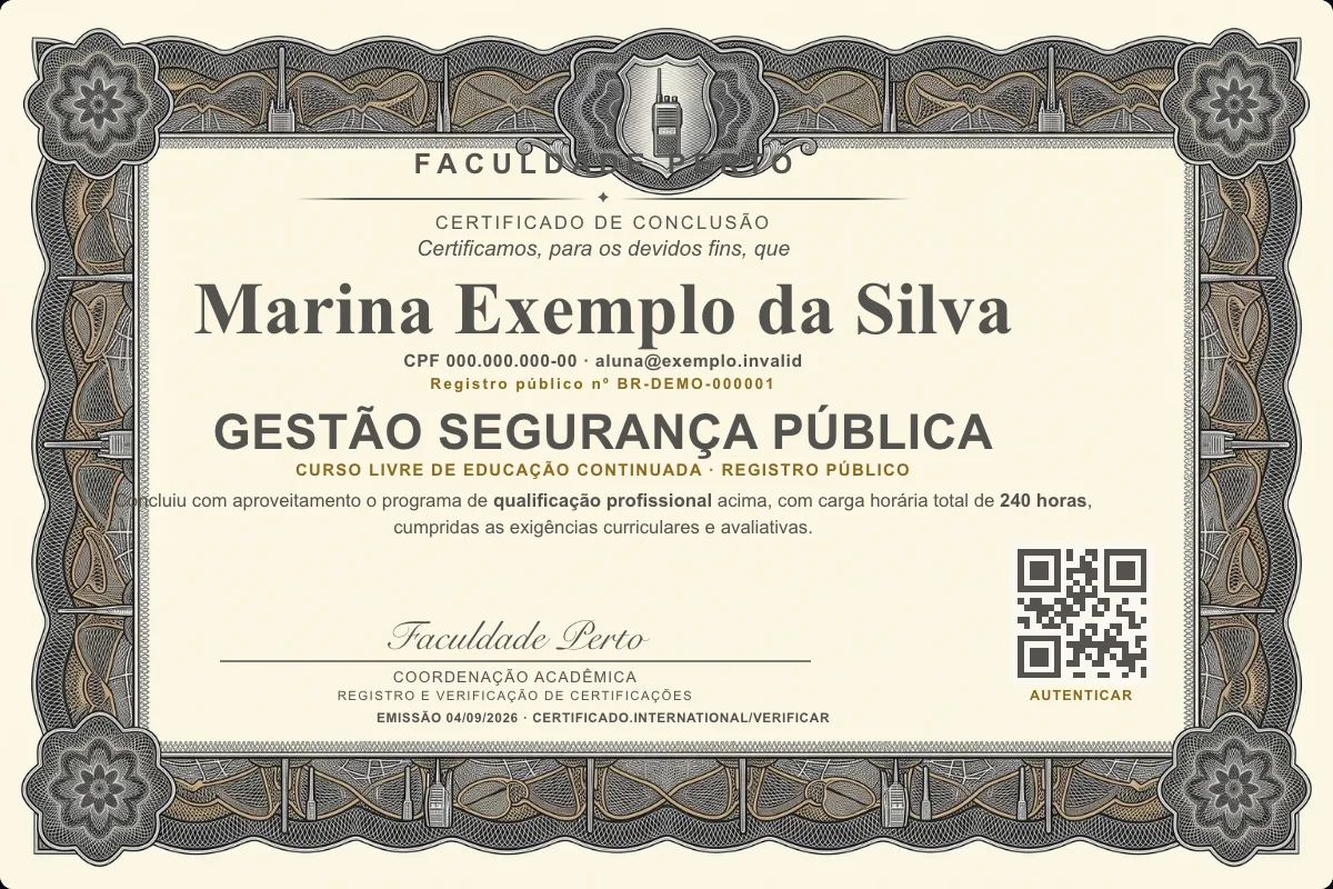 Certificado de Gestão Segurança Pública