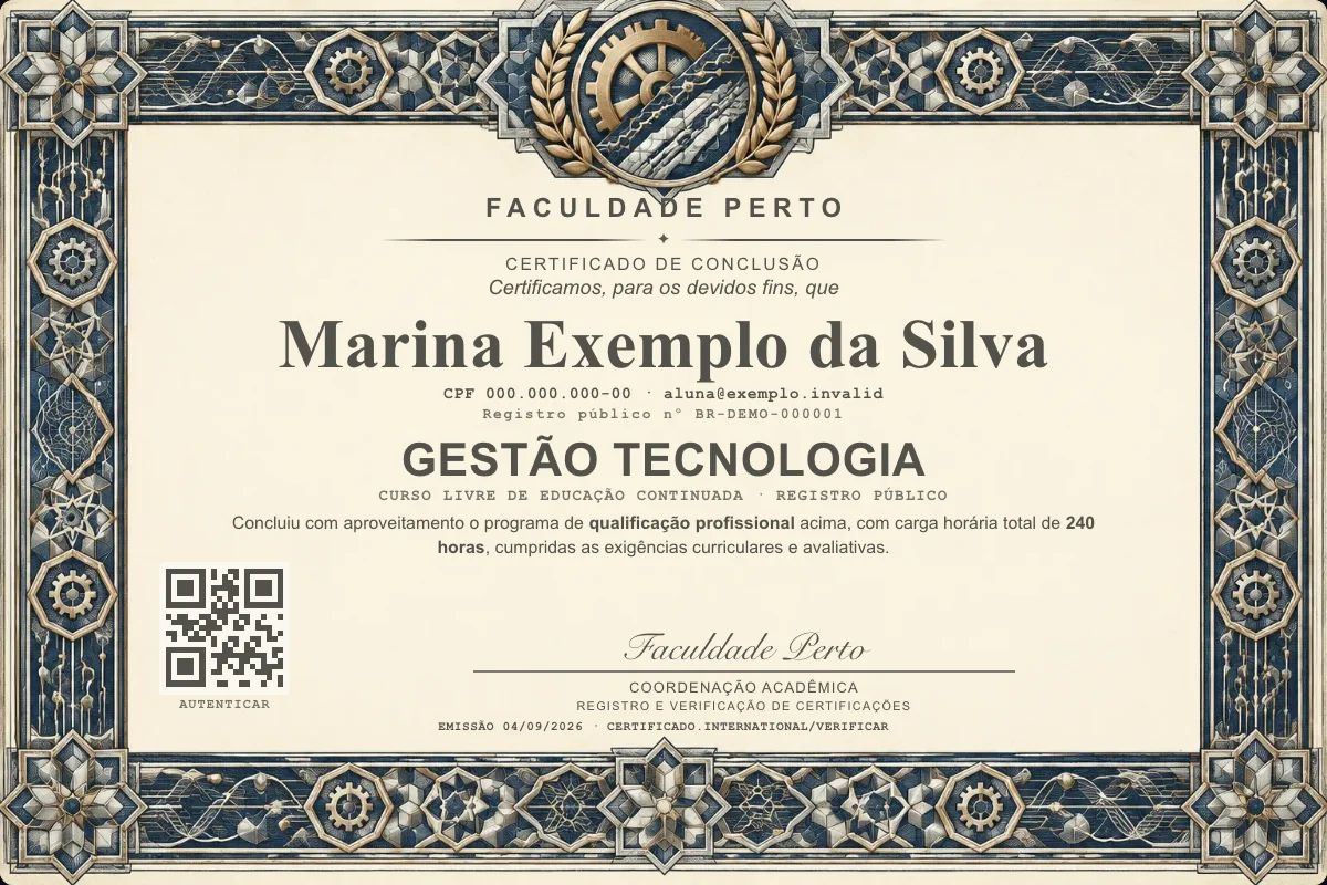 Certificado de Gestão Tecnologia