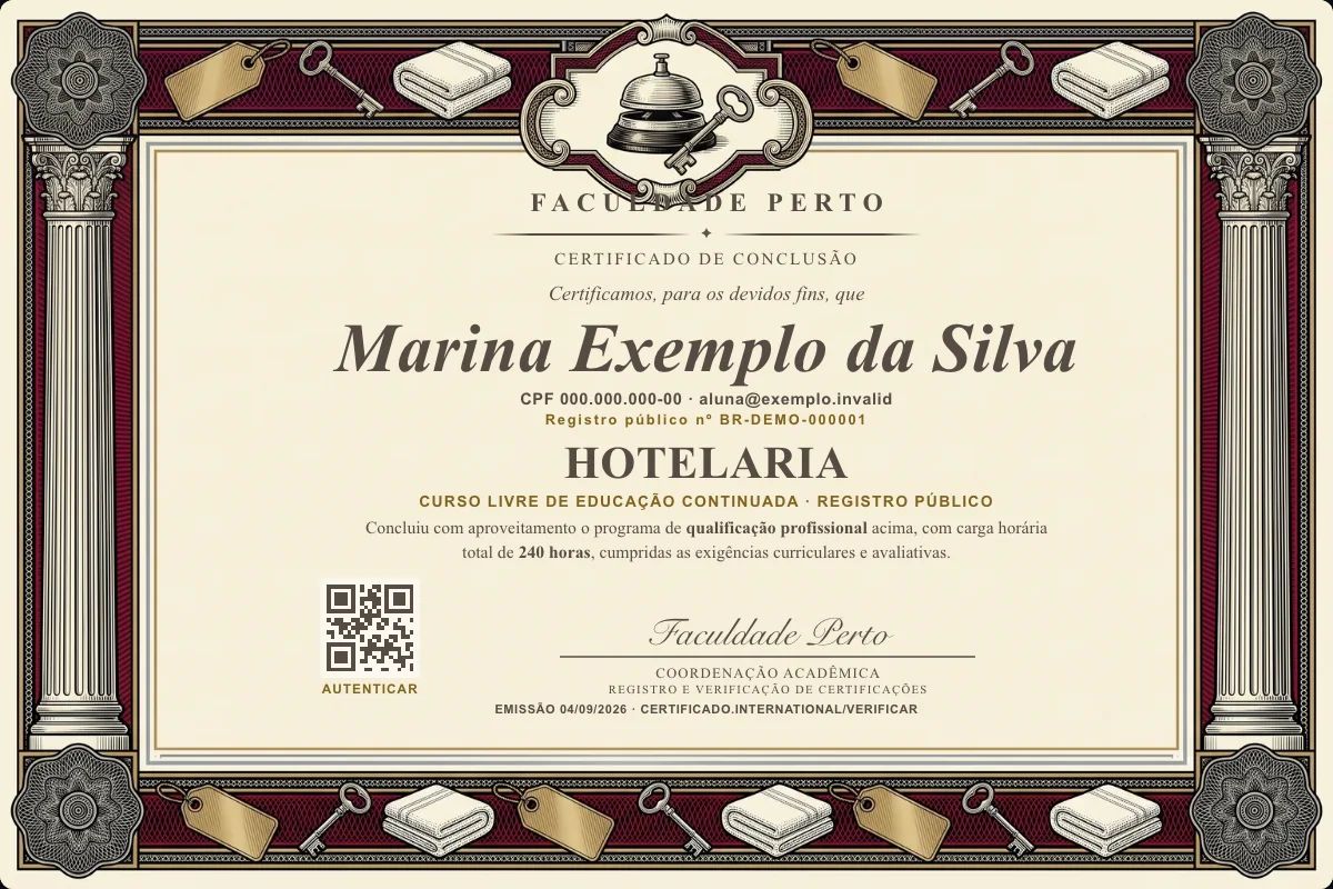 Certificado de Hotelaria