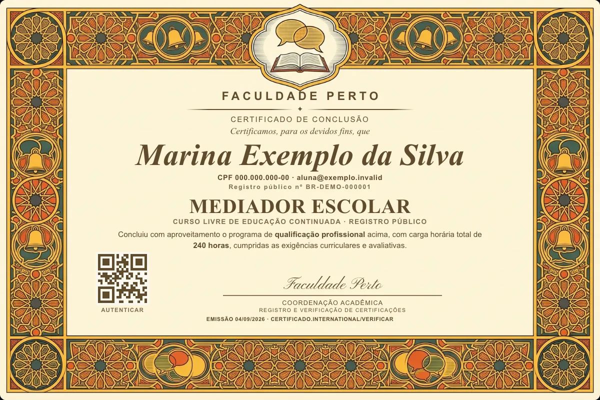 Certificado de Mediador Escolar