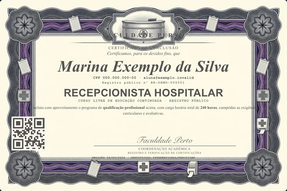 Certificado de Recepcionista Hospitalar