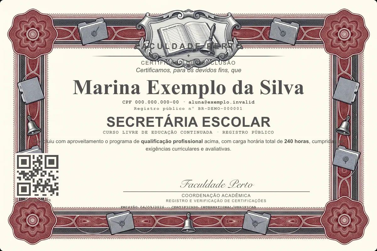 Certificado de Secretária Escolar