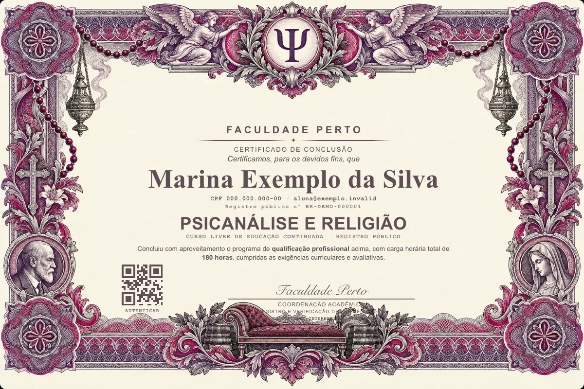 Certificado de Psicanálise e Religião