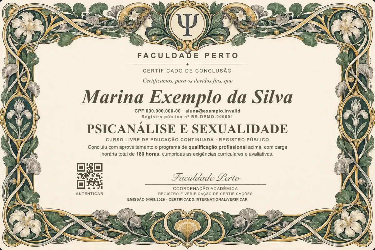 Certificado de Psicanálise e Sexualidade