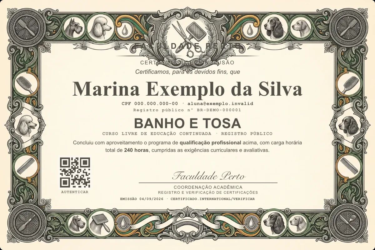 Certificado de Banho e Tosa
