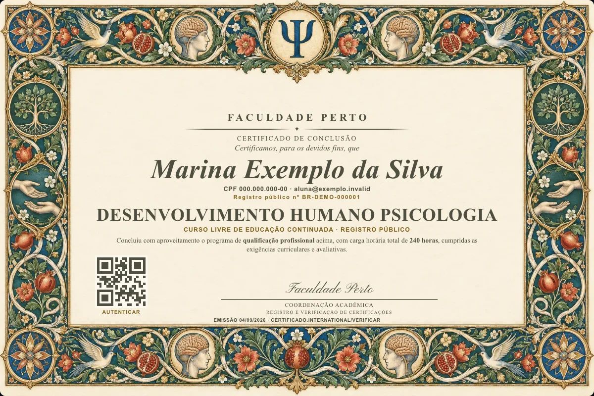 Certificado de Desenvolvimento Humano Psicologia