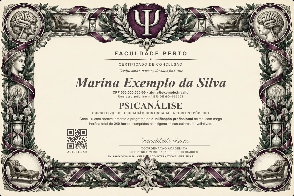 Certificado de Psicanálise