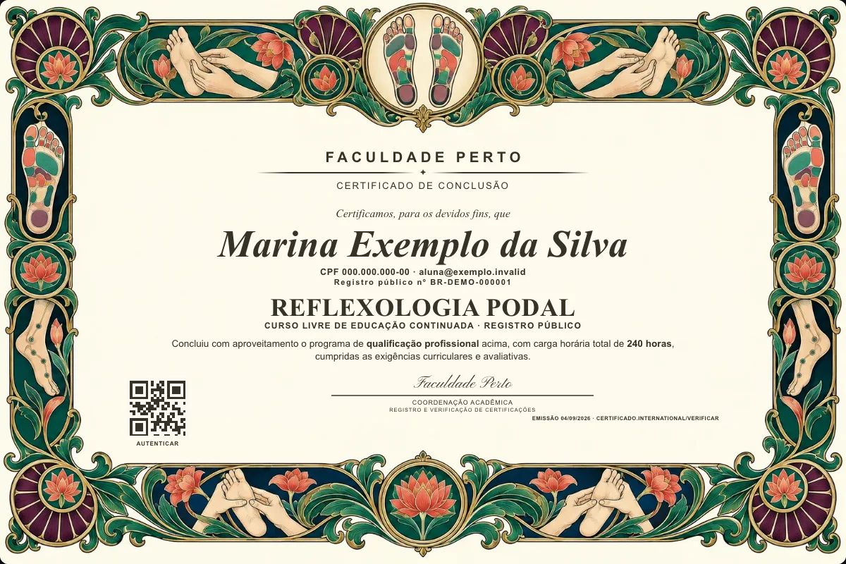 Certificado de Reflexologia Podal