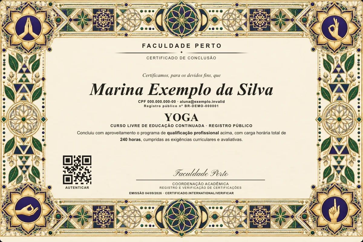 Certificado de Yoga