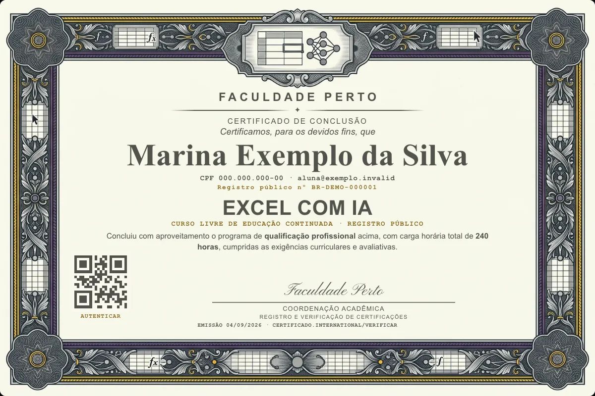 Certificado de Excel com IA
